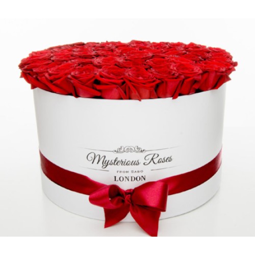 Red roses in a giant rose box - rose box