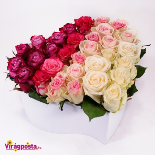 Pink cigar box - heart-shaped rose box (Medium)