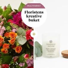 The florist's creative bouquet, multicolored with scented candles