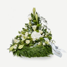 Wreath With Decoration In Classic Style And Ribbon Cream