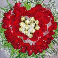 88 Red Roses With 11 Ferrero Rocher Chocolates Bouquet