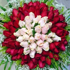 99 Roses  30 Champagne 69 Red Hand Bouquet