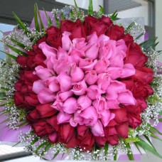 99 Roses  40 Hot Pink And  59 Red Hand Bouquet