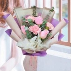 3 Carnation & 3 Roses Hand Bouquet
