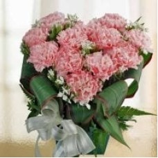 12 Pink Carnations Heart-Shape Arrangement