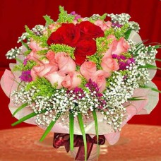 24 Roses Handbouquet  21 Peach 3 Red