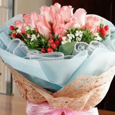 24 Roses Peach Color Hand Bouquet