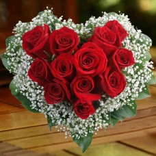 12 Red Roses Hand Bouquet Arranged In Heart Shape
