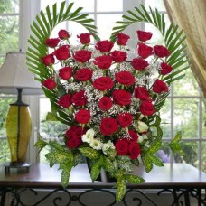 36 Red Roses Heart-Shape Table Arrangement