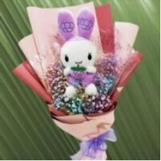 Rainbow Baby’s Breath & 25cm Bunny Hand Bouquet
