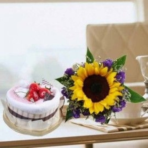 Cake Made By Towels & Sunflower