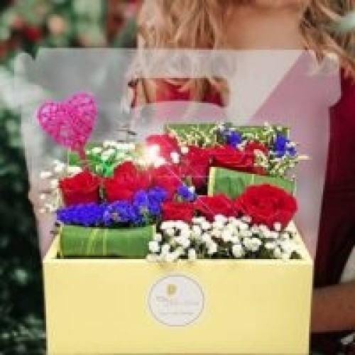 10 Red Roses In Hand Carry Gift Box Valentine's Flower Delivery
