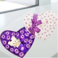 Happy Every Day Bear & Handmade Purple Soap Rose V.Day Delivery