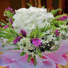 12 White Roses Hand Bouquet