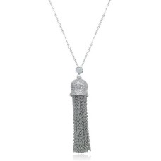 Pavé Cubic Zirconia Tassel Long Necklace