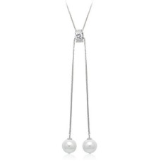 Faux Pearl Cubic Zirconia Y-Necklace-1
