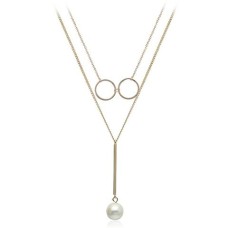 Faux Pearl Layered Y-Necklace