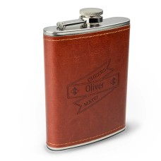 Personalised Engraved Hip Flask - Leather Look
