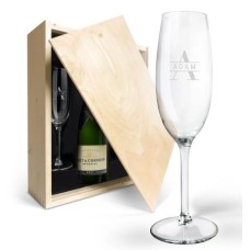 Moet & Chandon champagne gift set with glass (With engraved glass)