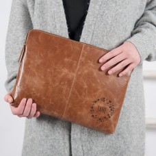 Engraved Leather Laptop Sleeve