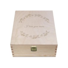 Wooden tea box with engraving (Engraved glass)