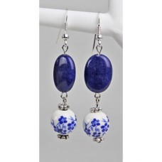 Earring set Sterling silver Lapis Delftblue