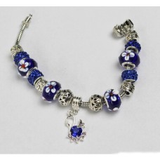 Bracelet Pandora style blue with flower