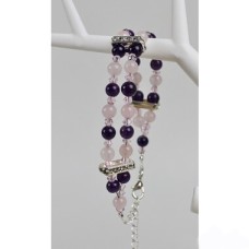 Bracelet double Amethyst and Rose Quartz
