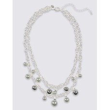 Pearl Effect Cluster Collar Necklace