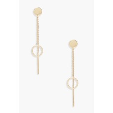 Circle Drop & Double Chain Earring