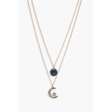 Megan Layered Moon And Circle Necklace