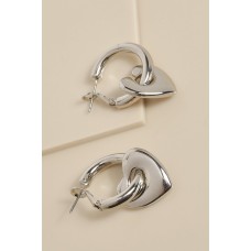 Mini Heart Tear Drop Hoop Earrings