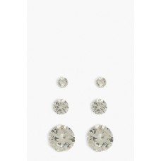 3 Pack Diamante Stud Earrings