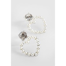 Heart Pearl Detail Stud Earrings