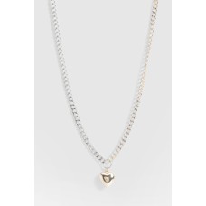 Heart Pendant Mixed Metal Necklace