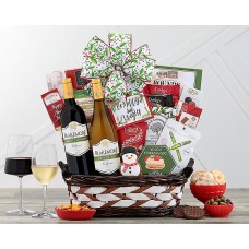 Red and White Wine Merry and Bright Basket