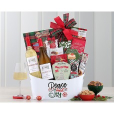 Peace and Joy White Wine Holiday Gift Basket