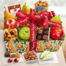 Happy Valentines Day Orchard Delight Fruit and Gourmet Basket
