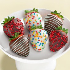 Happy Birthday Chocolate Dipped Strawberries - 6 Berries