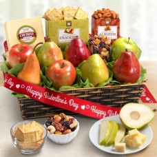 Happy Valentines Day Cheese and Nuts Classic Fruit Basket