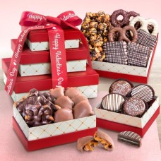 Valentines Day Chocolate, Caramel and Crunch Gift Tower