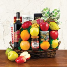 Jerusalem Wine, Fruit & Kosher Food Gift Basket