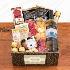 Mangia Con Gusto Italian White Wine & Antipasto Gift Box - Sympathy