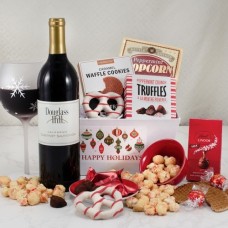 Happy Holidays Red Wine Gift Basket