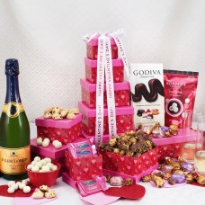 Valentine's Tower of Love Champagne & 5-Tier Snack Set