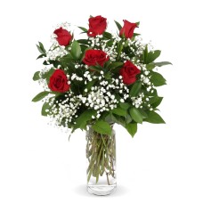 6 Red Roses Vase1