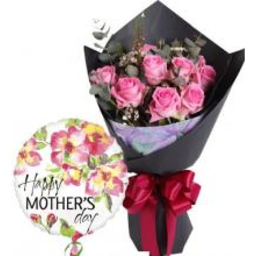 Bouquet Of Roses With Balloon