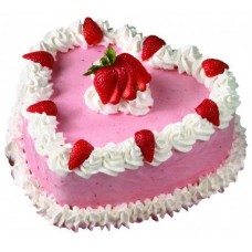 1.5 Kg Heart Shaped Strawberry Cake
