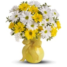 White and yellow daisies vase (Small)