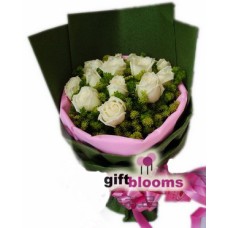 One Dozen White Rose for Happy Birthday to Taiwan